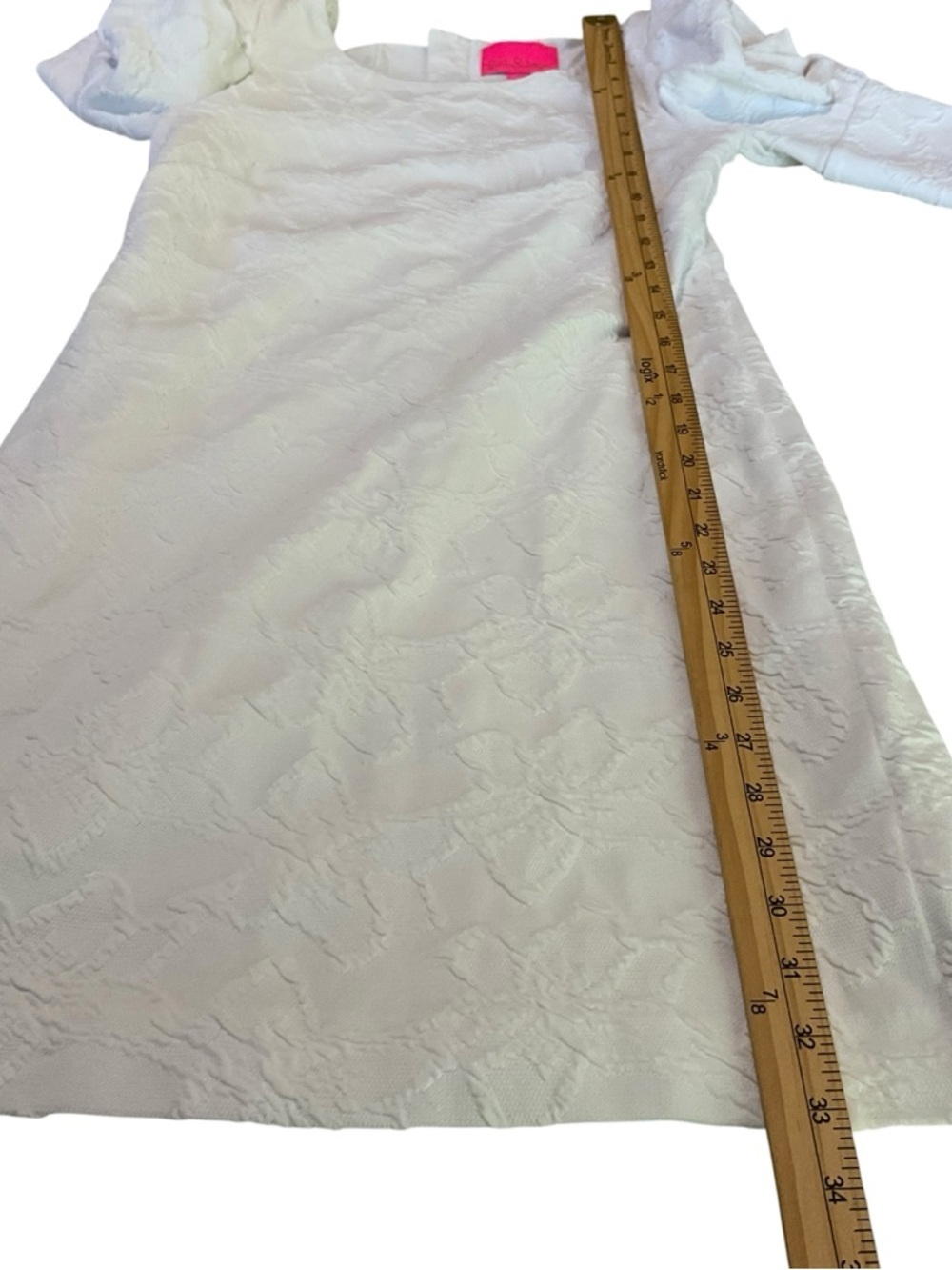 Lilly Pulitzer White Textured Sheath Dress Puff Sleeve XS Bridal Shower - Picture 8 of 10